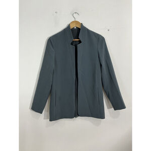 Womans Of/mercer Size 2 Grayish Blue Open Front Lined Blazer